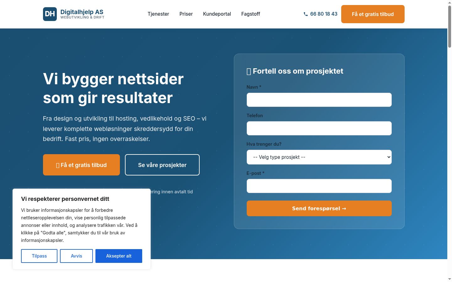 Screenshot des Einwilligungsbanners vor jeglicher Interaktion
