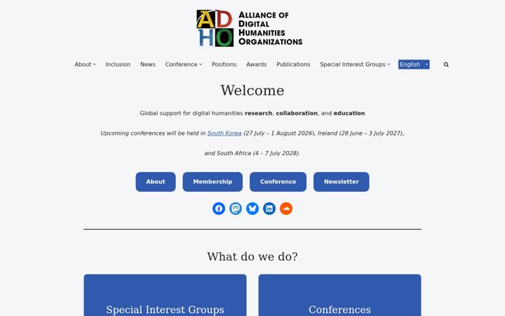 Screenshot of digitalhumanities.org