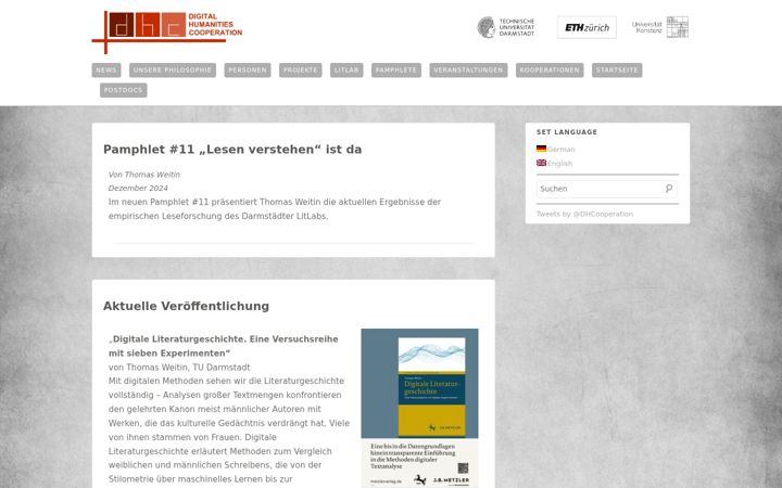 Screenshot of digitalhumanitiescenter.de