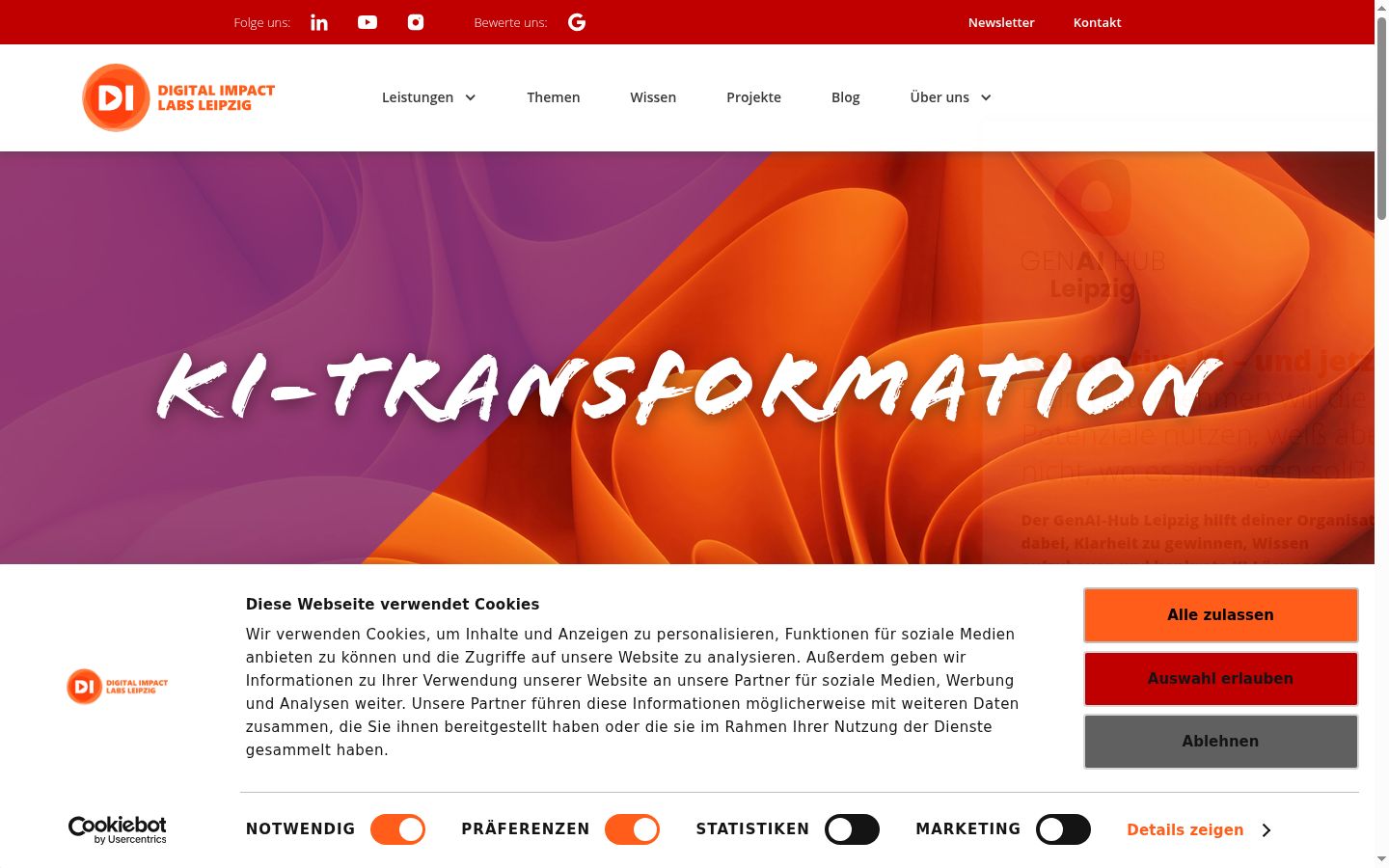 Screenshot del banner di consenso mostrato prima di qualsiasi interazione