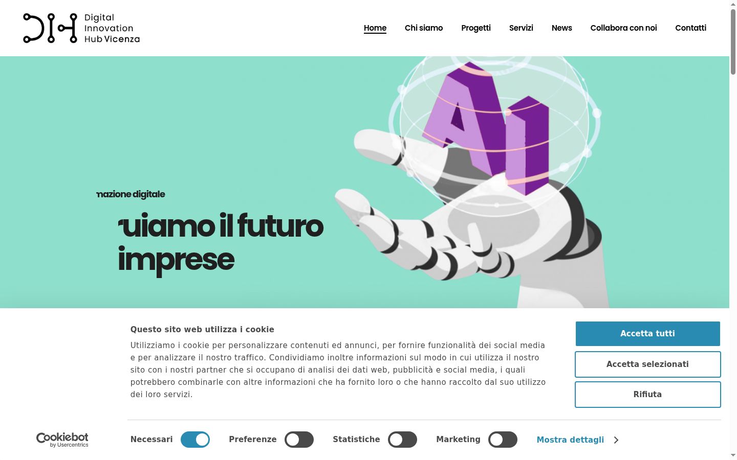 Screenshot del banner di consenso mostrato prima di qualsiasi interazione