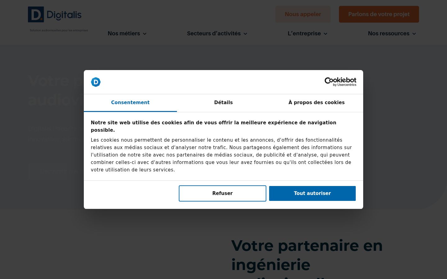 Screenshot van de toestemmingsbanner zoals getoond vóór enige interactie