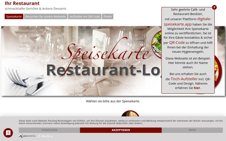 Screenshot of digitalisierte-speisekarte.de