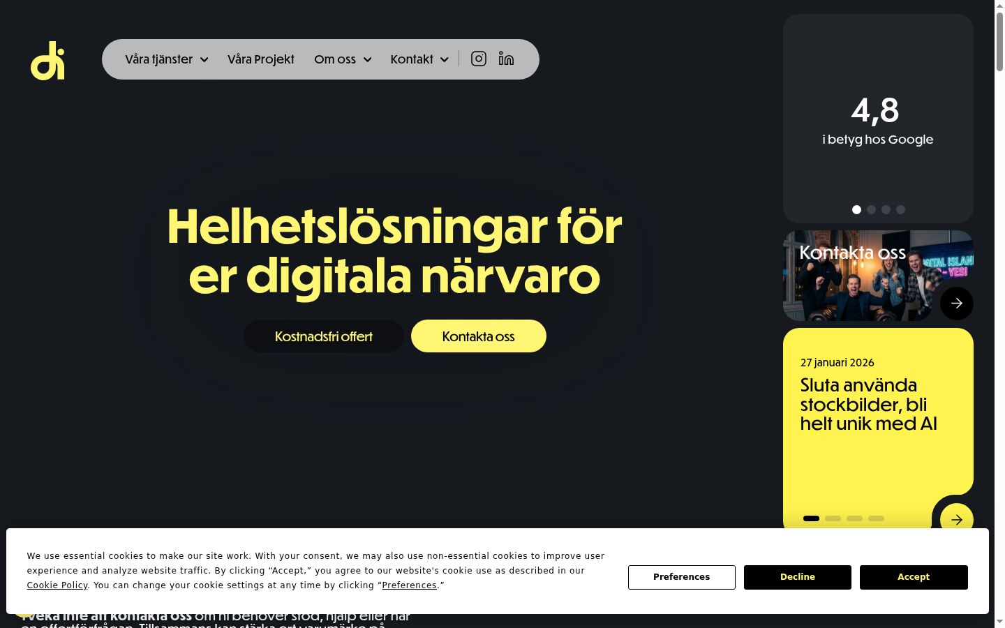 Screenshot del banner di consenso mostrato prima di qualsiasi interazione