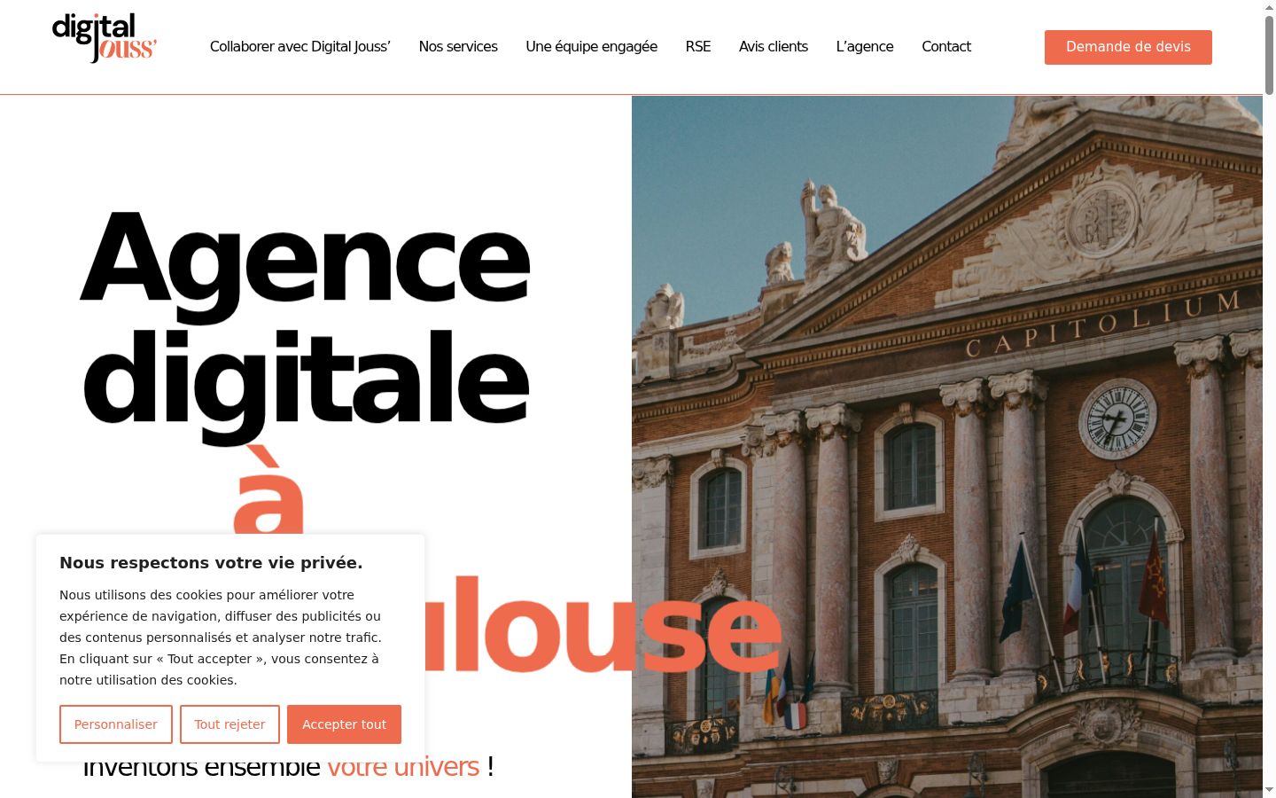 Capture d'écran de la bannière de consentement affichée avant toute interaction
