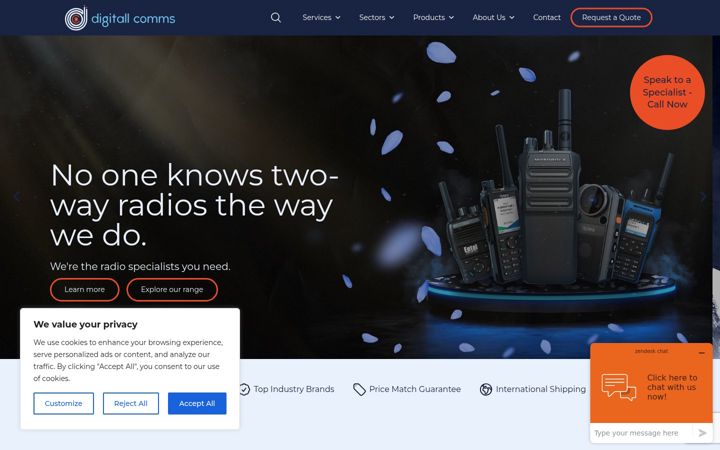 Skärmbild av digitall-comms.co.uk