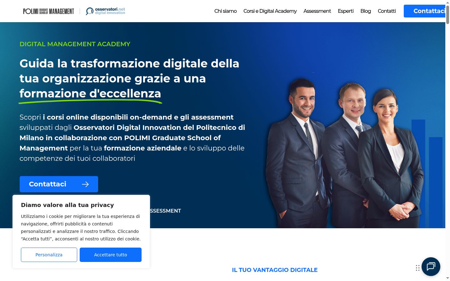 Screenshot del banner di consenso mostrato prima di qualsiasi interazione