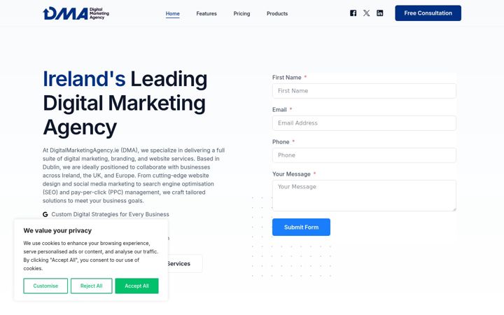 Skærmbillede af digitalmarketingagency.ie