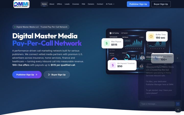 Screenshot of digitalmastermedia.com