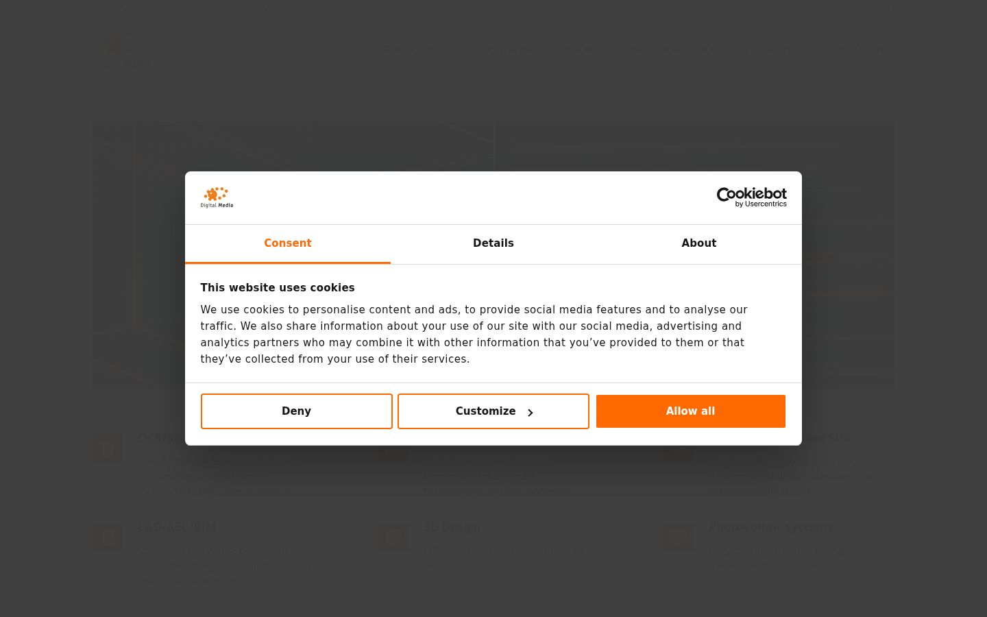Screenshot del banner di consenso mostrato prima di qualsiasi interazione