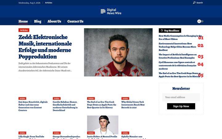 Captură de ecran a digitalnewswire.net