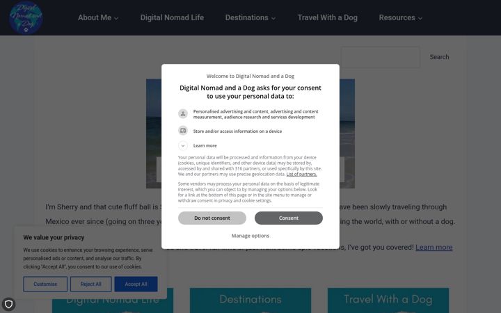 Screenshot of digitalnomadandadog.com