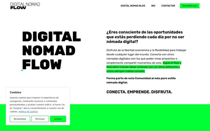 Screenshot of digitalnomadflow.com