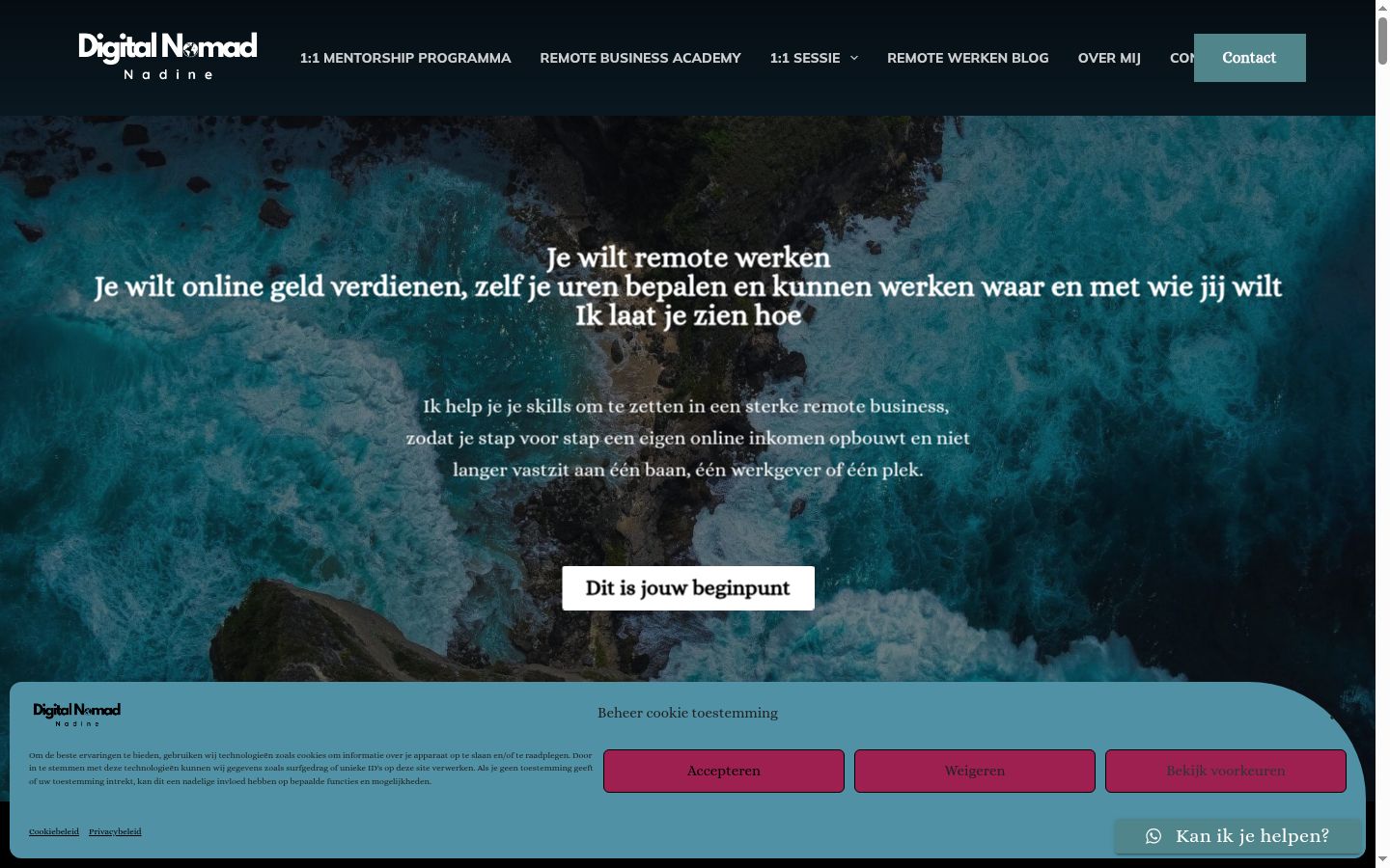 Skärmbild av samtyckesbannern som visades före någon interaktion