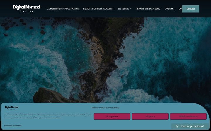 Skärmbild av digitalnomadnadine.nl