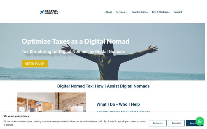 Ekrānuzņēmums no digitalnomadtax.eu