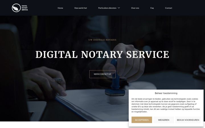 Skärmbild av digitalnotaryservice.nl