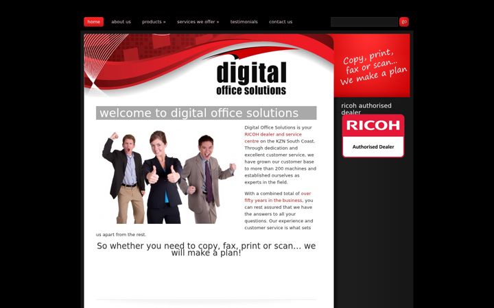 Snímek obrazovky digitalofficesolutions.co.za