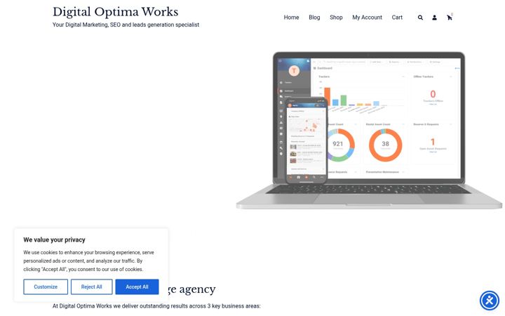 Screenshot of digitaloptimaworks.com