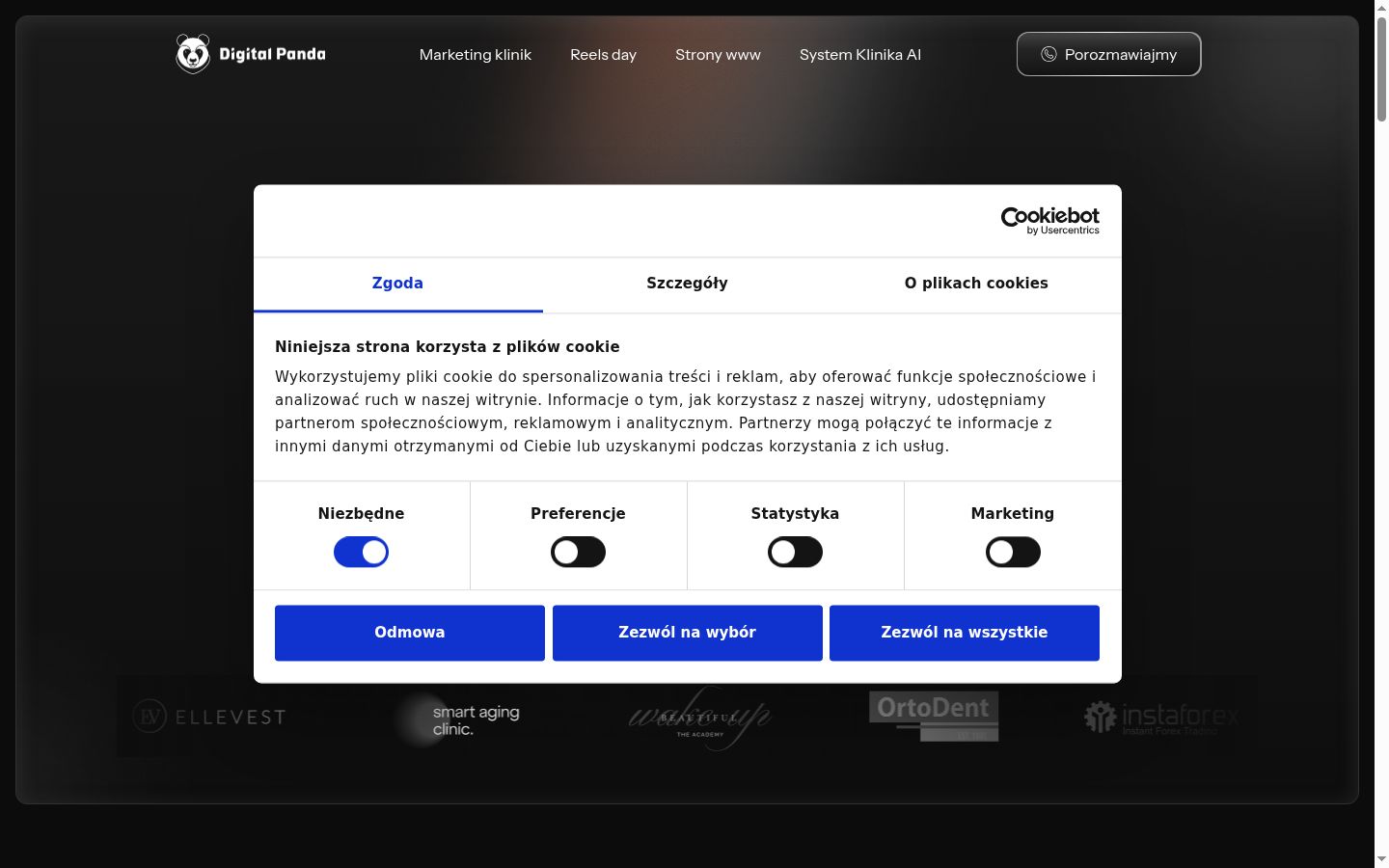 Snímek obrazovky baneru souhlasu zobrazeného před jakoukoli interakcí
