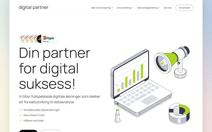 Captură de ecran a digitalpartner.no