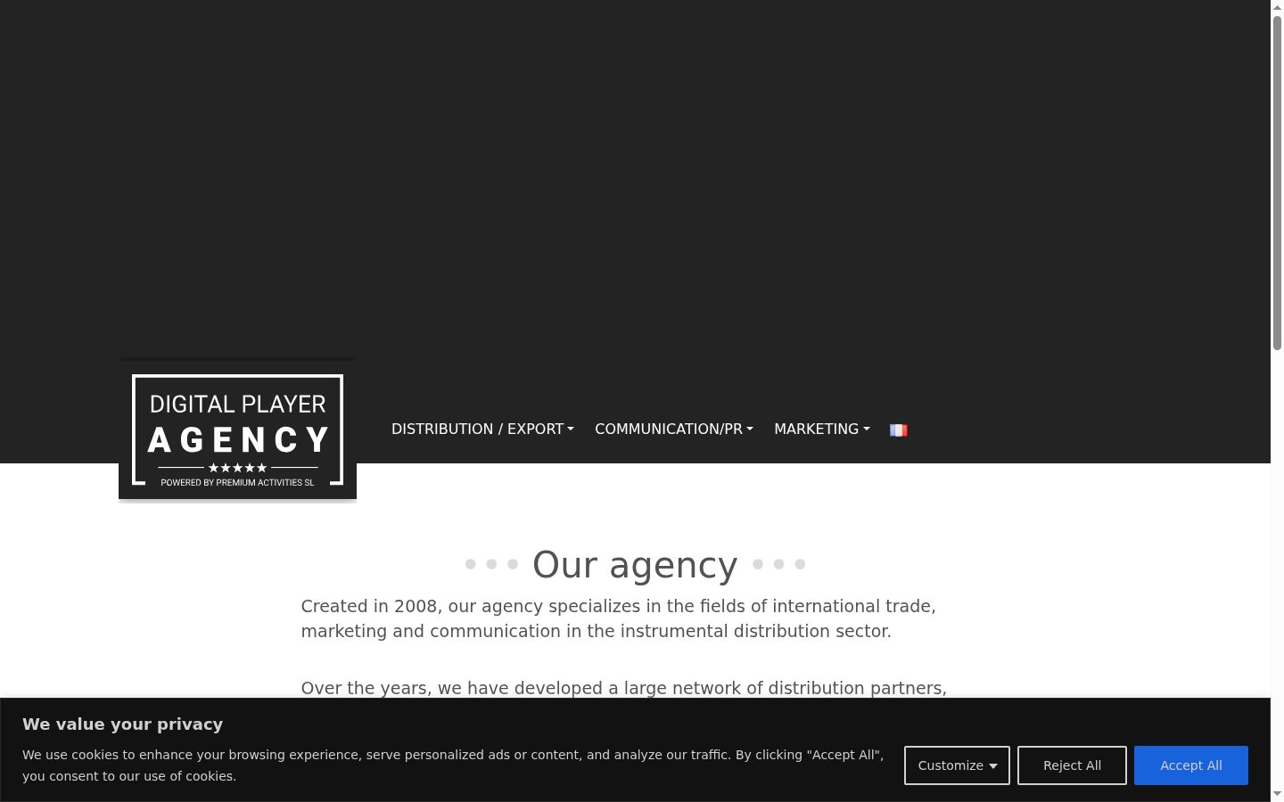 Screenshot of the consent banner shown before any interaction