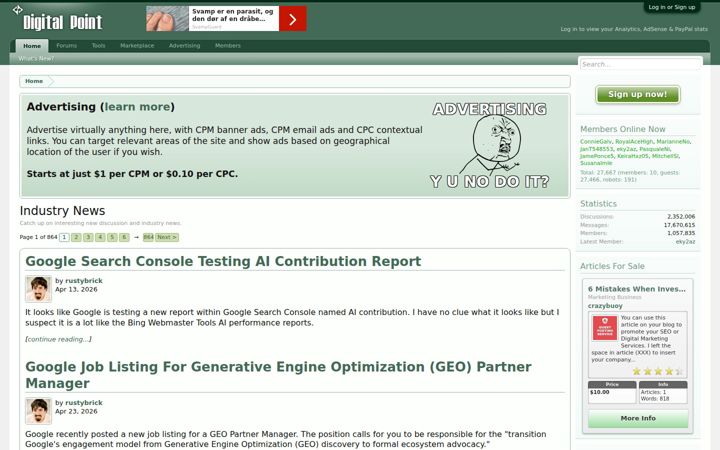 Screenshot ta' digitalpoint.com
