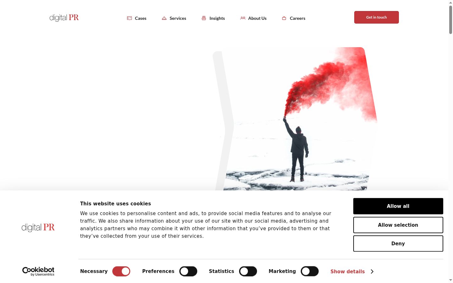 Screenshot του banner συγκατάθεσης που εμφανίστηκε πριν από οποιαδήποτε αλληλεπίδραση