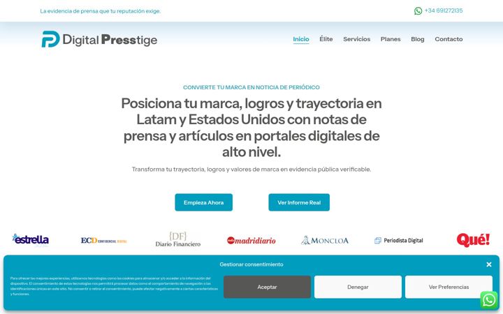 Screenshot of digitalpresstige.com