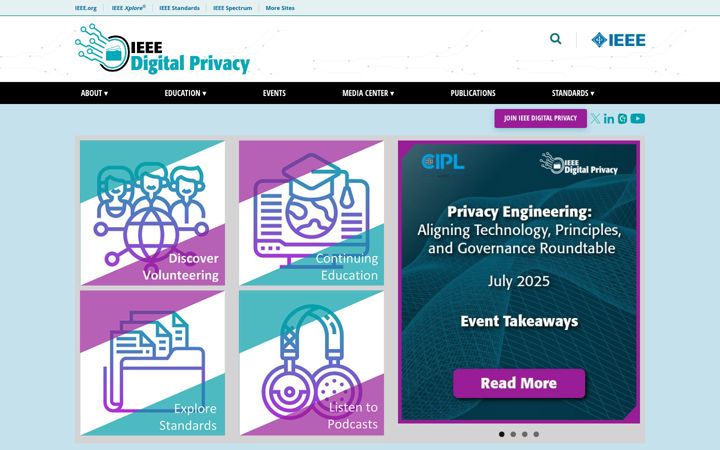 Captură de ecran a digitalprivacy.ieee.org