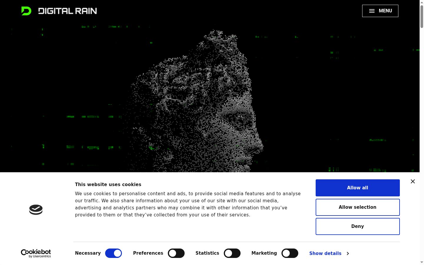 Screenshot of the consent banner shown before any interaction