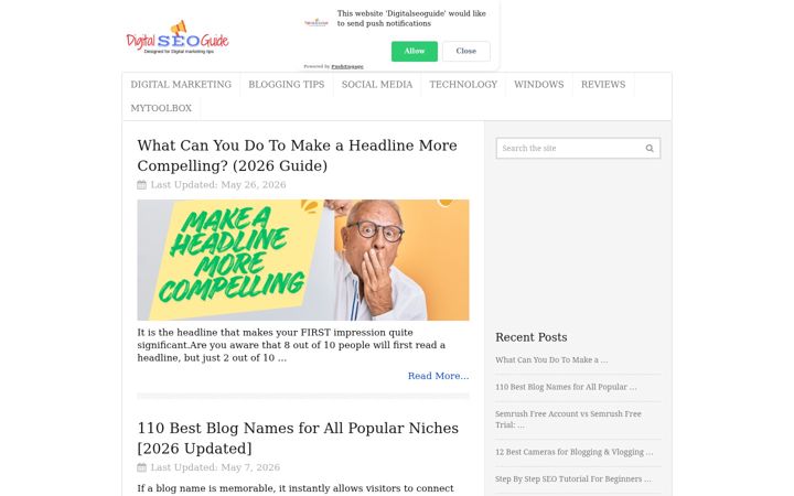 Screenshot of digitalseoguide.com