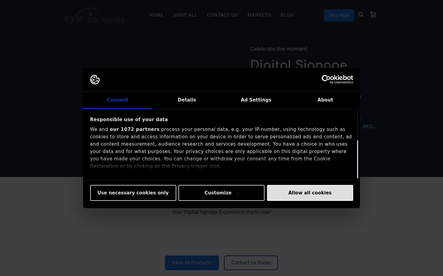 Screenshot of the consent banner shown before any interaction