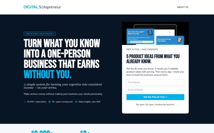 Screenshot of digitalsolopreneur.com