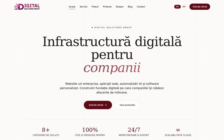 Screenshot stránky digitalsolutionsgroup.ro