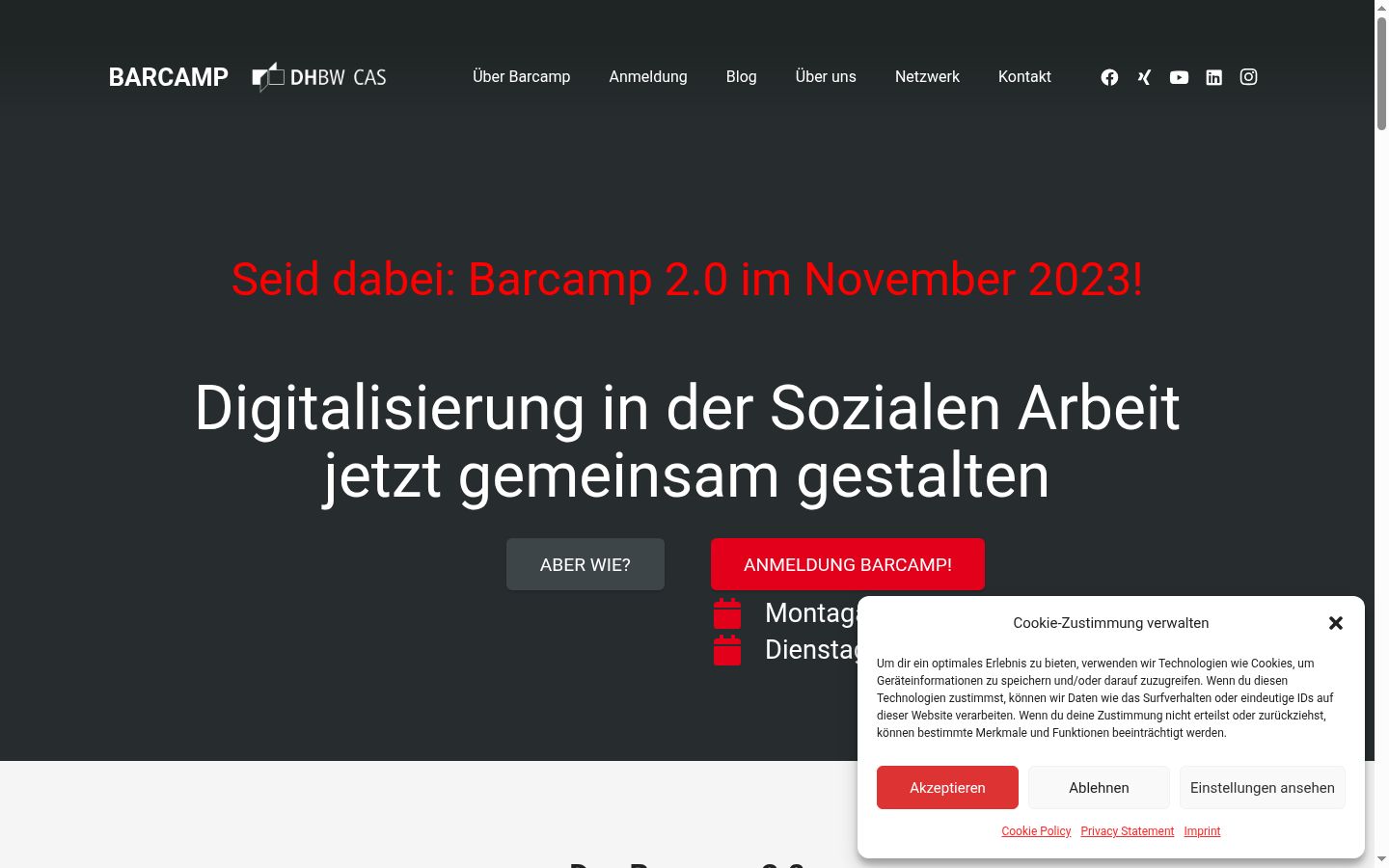 Screenshot of the consent banner shown before any interaction