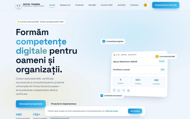 Screenshot stránky digitaltraining.ro