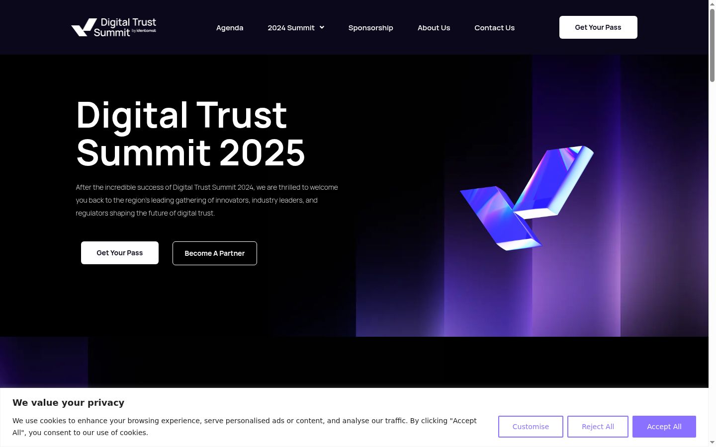 Screenshot of the consent banner shown before any interaction