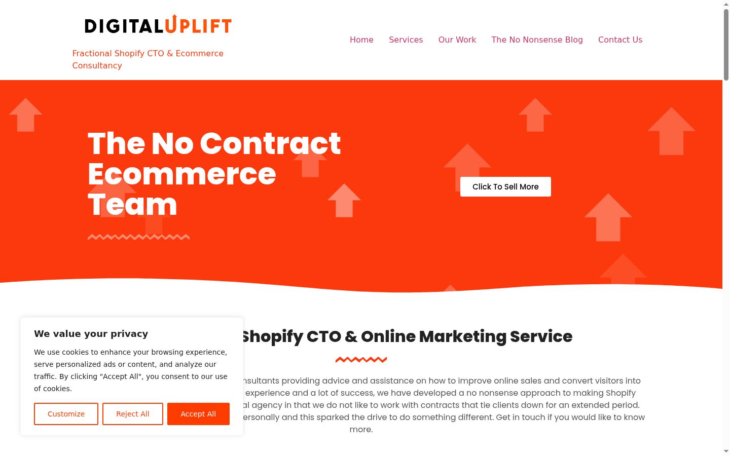 Screenshot of the consent banner shown before any interaction