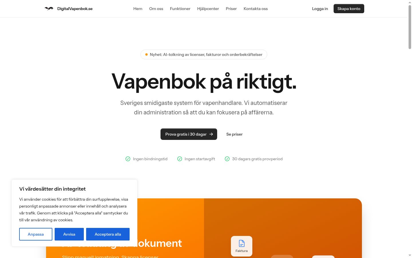 Screenshot of the consent banner shown before any interaction
