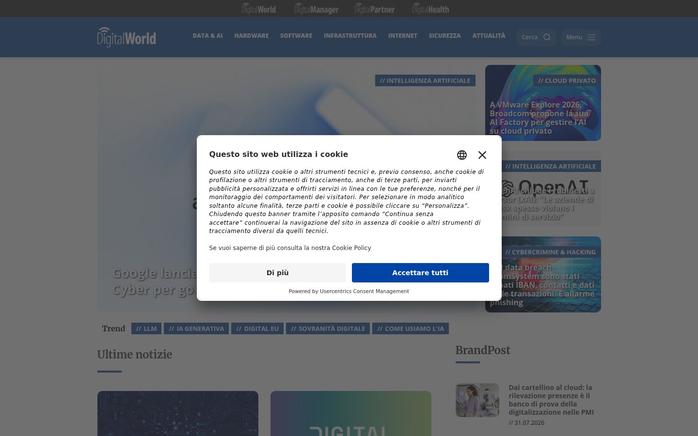 Képernyőkép a bármilyen interakció előtt megjelenő hozzájárulási bannerről