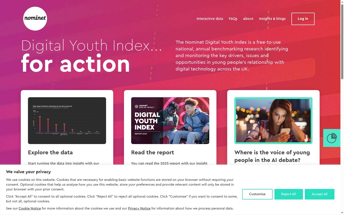 Screenshot of the consent banner shown before any interaction