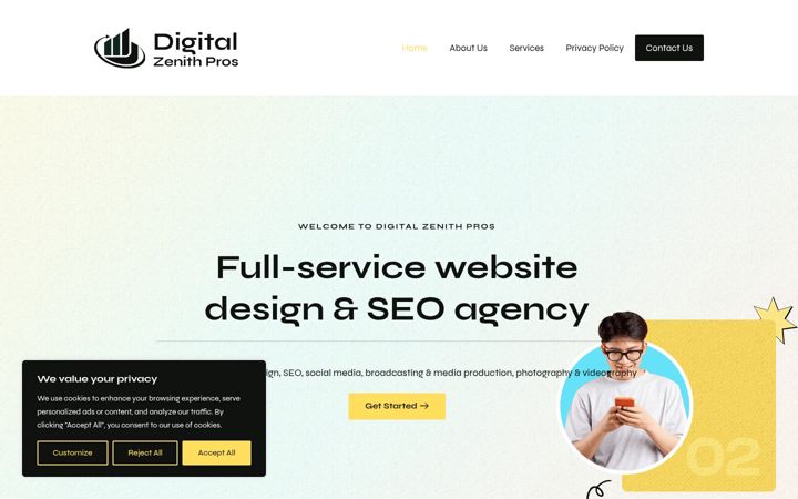 Screenshot of digitalzenithpros.com