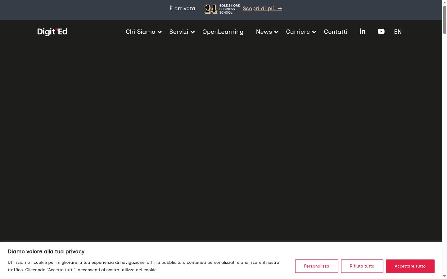 Screenshot des Einwilligungsbanners vor jeglicher Interaktion