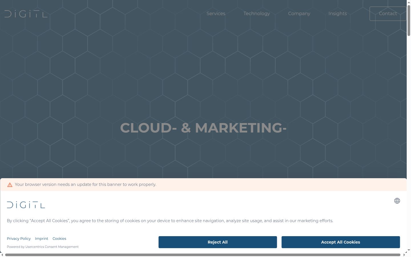 Screenshot of the consent banner shown before any interaction