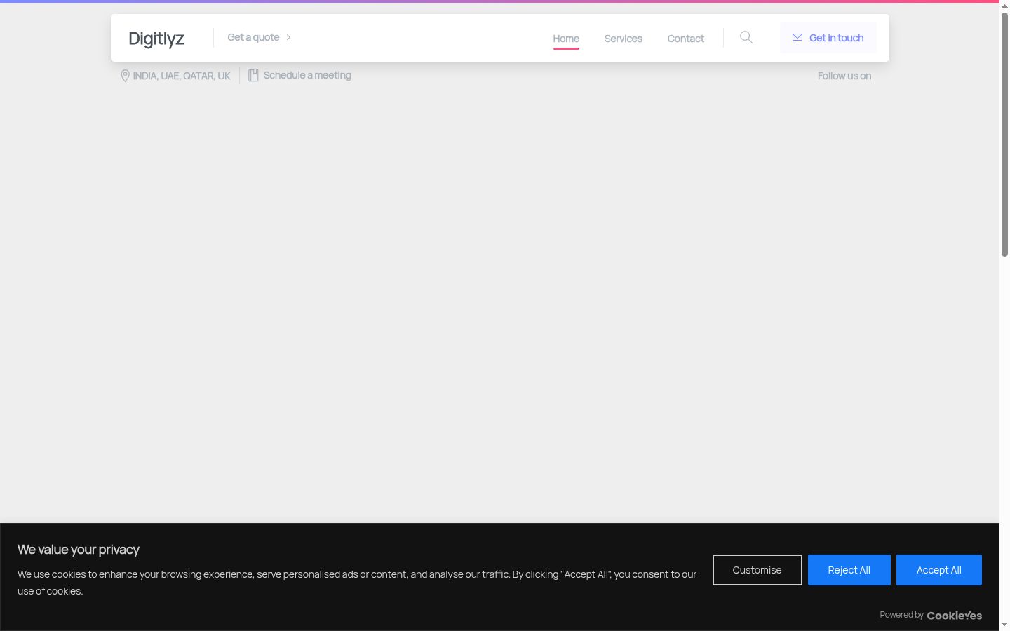 Screenshot del banner di consenso mostrato prima di qualsiasi interazione