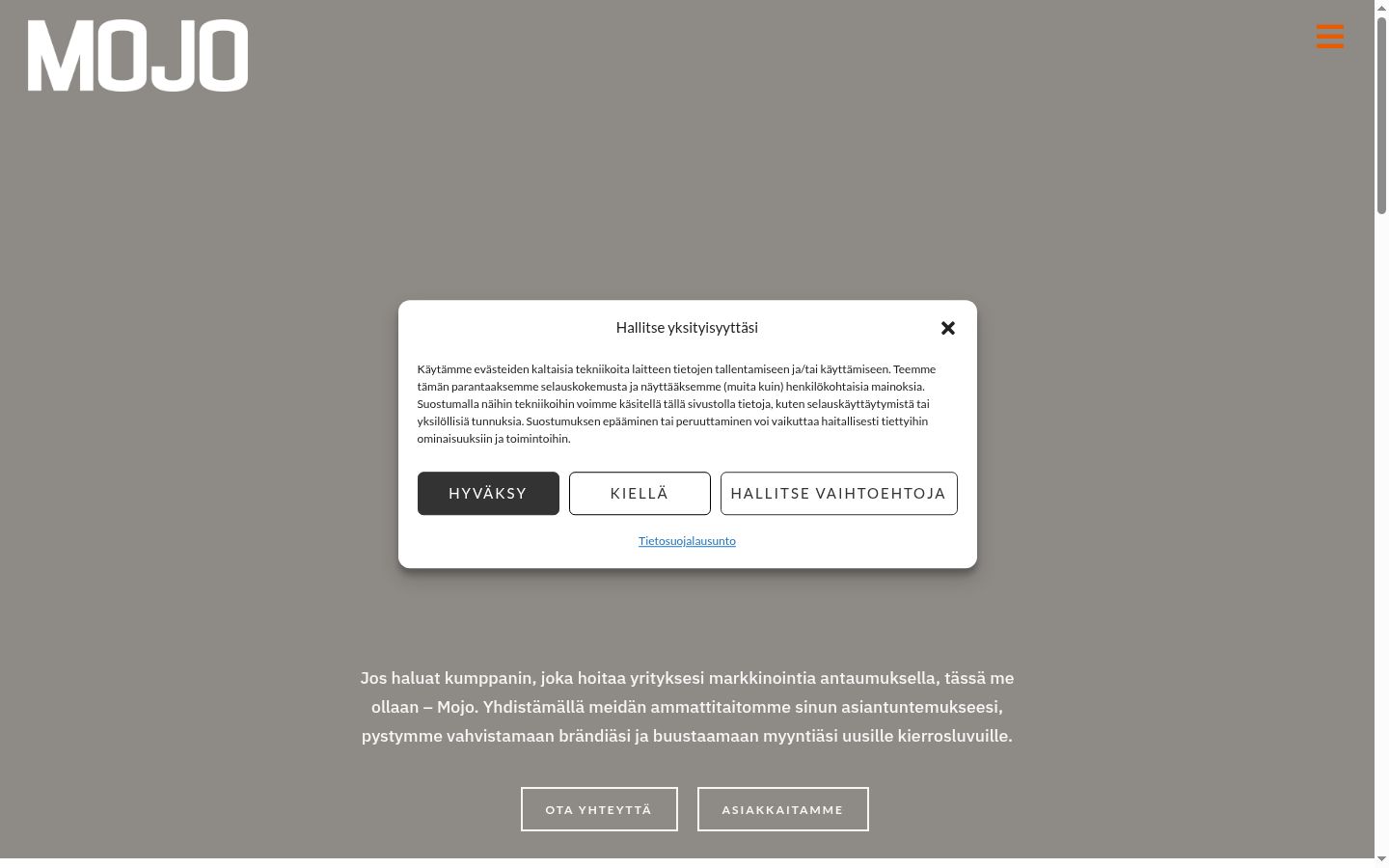 Screenshot of the consent banner shown before any interaction