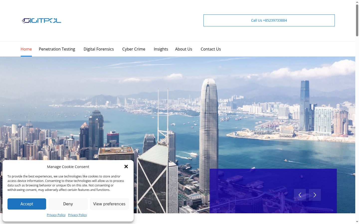 Screenshot of the consent banner shown before any interaction