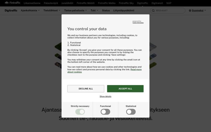 Screenshot of digitraffic.fi