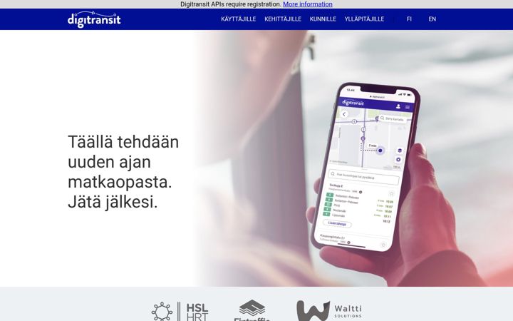 Screenshot of digitransit.fi